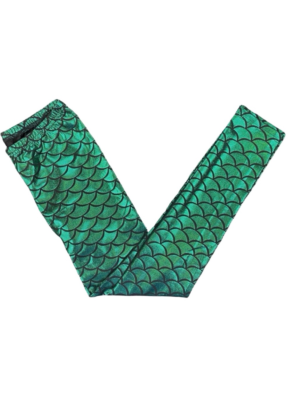 HDE Girls Green Metallic Mermaid Scale Pants - Size 10/12